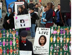 A rally on Parliament Hill in October 2013, held by the Native Women's Association of Canada, honoured the lives of missing and murdered aboriginal women and girls.