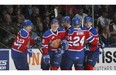 Reid Petryk of the Edmonton Oil Kings celebrates his goal against the London Knights in Game Three of the 2014 Mastercard Memorial Cup at Budweiser Gardens on May 18, 2014 in London, Ontario, Canada. (Photo by Claus Andersen/Getty Images)