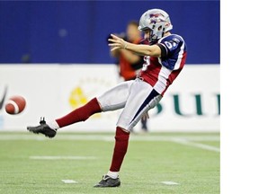 Alouettes kicker Sean Whyte punted for a 41.8-yard average last season. His average kickoff travelled 59.5 yards. He also connected on 82 per cent of his field goals, making 41 of 50, including a season-long 48 yarder.