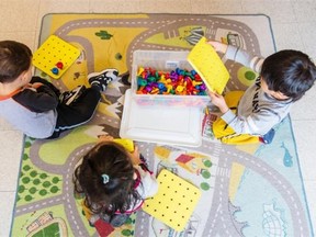 Children play at the Centre de la Petite Enfance Bois Verts daycare in Dollard-des-Ormeaux: Whether students are playing with blocks or mapping out the human genome, officials in schools and institutions of higher learning fear their systems simply can’t endure more cuts without jeopardizing students’ education.