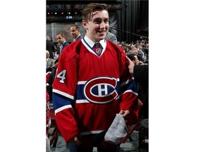 Daniel Audette meets his team after being drafted No. 147 overall by the Montreal Canadiens on Day 2 of the 2014 NHL Draft at the Wells Fargo Center on June 28, 2014 in Philadelphia.