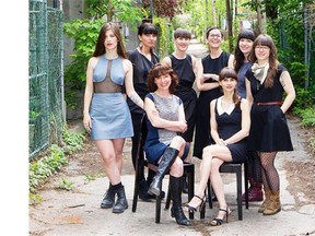 Designers in Mile End, standing from left, Angie Johnson of Norwegian Wood, Judith Desjardins of Bodybag by Jude, Mylène Bélair of Mylène B., Julie Pesant of Éditions de Robes, Anne-Marie Laflamme and Catherine Métivier of Atelier b. Seated, Jennifer Glasgow of General 54, left, and Marie-Ève Émond of Betina Lou.