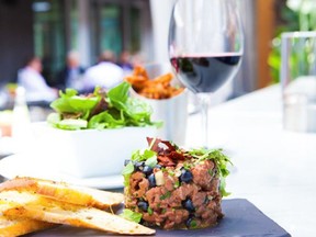La Coupole’s duck tartare with blueberry and crunchy chorizo.