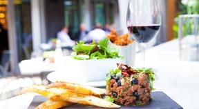 La Coupole’s duck tartare with blueberry and crunchy chorizo.