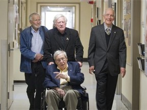 William Weintraub, seated, Robert Verrall, left, Gerald Potterton and Colin Low are among the National Film Board of Canada pioneers profiled in Making Movie History: A Portrait in 61 Parts.