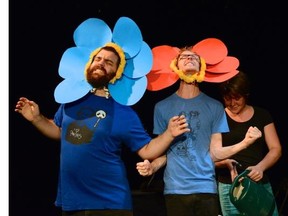 Al Lafrance, left, Zack Adams and Jo Willers are poised to win the spelling bee with Bananaramallamadingdong at the Montreal Fringe Festival.