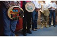 First Nations chiefs hold drums during a news conference in Vancouver after the Supreme Court of Canada ruled in favour of the Tsilhqot’in First Nation, granting it land title to 1,900 square kilometres of land on Thursday.