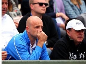 Ivan Ljubicic, coach of Milos Raonic of Thornhill, Ont., watches his men’s singles match against Marcel Granollers of Spain on day eight of the French Open at Roland Garros on June 1, 2014 in Paris, France.