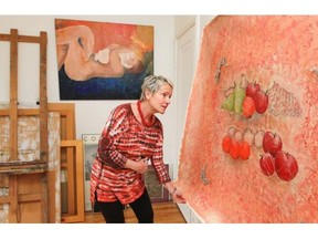 Jackie Lemay with a work-in-progress in the studio of her apartment.