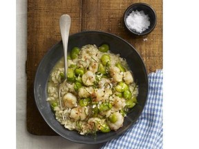 Beans and shrimp turn risotto into a full meal.