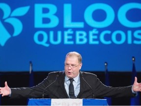 Mario Beaulieu speaks to supporters in Montreal Saturday, June 14, 2014 after being named new leader of the Bloc Québécois.