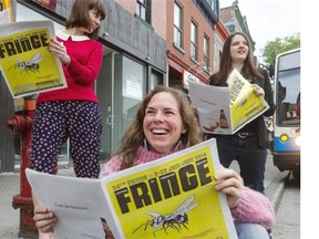 Melissa Paulson, left, is presenting her first Fringe show. Johanna Nutter, centre, is a return visitor. “There are a lot of strong women in theatre, strong playwrights, strong performers,” says festival director Amy Blackmore, right.