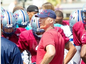 Montreal Alouettes head coach Tom Higgins during the first day of the team’s training camp, at Bishops University in Sherbrooke, east of Montreal, Sunday, June 1, 2014.