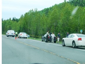 The scene on Highway 132 in Routhierville on Monday.