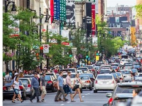A view of Ste-Catherine Street West: The City of Montreal announced that it will spend roughly $90 million to repair aging infrastructure underneath Ste-Catherine Street West between Bleury and Atwater.