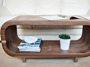 iShape Slim Walnut coffee table by KRÖMM Design. (Photo by Marina Balt)