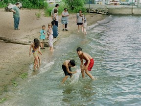 Photos of beach in Beaconsfield's Memorial Park taken in 2000, years after swimming banned.