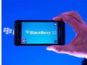 A BlackBerry Z10 is shown during a launch on Jan. 30, 2013 in Toronto. Blackberry Ltd. has received no acquisition offers according to CEO John Chen, who has prioritized software in an attempt to offset declining handset business.