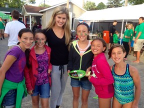 Eugenie Bouchard with members of the Westminister pool.