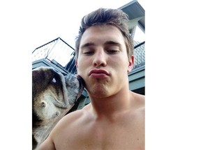 Canadiens forward Brendan Gallagher takes a selfie with Gus, the bulldog owned by Josh and Maggie Gorges. Gallagher lived for almost two years with Gorges, his now ex-teammate who on July 1 was traded to the Buffalo Sabres. Gallagher jokes that he’ll miss Gus more than Gorges when he finds himself a new place to live this fall.