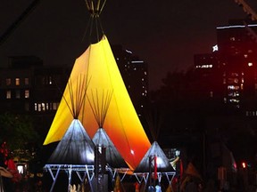 An enormous tipi will illuminate Place des festivals to celebrate Montreal First Peoples’ Festival. (Photo by Marc Saindon)