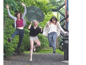 From left: Clara Legault, Emily Skahan, Maya Malkin of the band Motel Raphaël. Their debut album, Cable TV, came out June 10 on local indie label Cab Recordings.