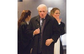 Gerald O’Reilly, who was found guilty of fraud, conspiracy, committing a crime for the profit of a criminal organization and laundering the proceeds of crime, leaves the Montreal courthouse on April 10.