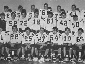 The 1967 Hudson High School football team. A young Jack Layton is number 52, 3rd in the 2nd row.