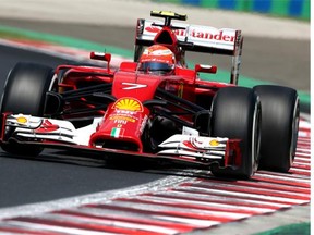 Kimi Raikkonen of Finland and Ferrari drives during final practice ahead of the Hungarian Formula One Grand Prix at Hungaroring on Sunday in Budapest, Hungary.