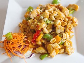The Kung Pao chicken at Aunt Dai is a more westernized version of a classic, with plentiful­ chopped and unroasted peanuts.