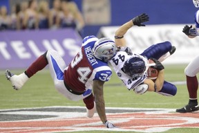 Linebacker Kyries Hebert won't be suspended by the CFL and will face B.C. Friday night at Molson Stadium.
Ryan Remiorz/Canadian Press