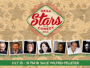 Here's the poster for the Just for Laughs Mega-stars gala July 25, via hahaha.com