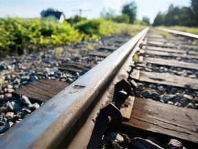 LAC-MEGANTIC.: JULY 12, 2013-- A section of the train tracks near Lacourciere Street in Lac-MÈgantic, 216 kms east of Montreal, is pictured on Friday, July 12, 2013. There is speculation regarding the condition of the tracks the ill-fated train route ran along before the Saturday, July 6 train derailment disaster. (Justin Tang / THE GAZETTE) ORG XMIT: 47298