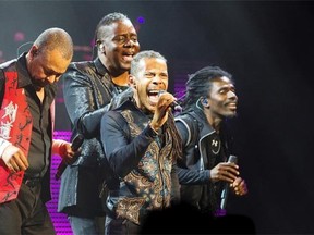 Members of the famed R&B/funk band Earth, Wind & Fire perform for the first time at the Montreal International Jazz Festival at Place des Arts Monday night, June 30, 2014.