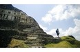 A modern copy of an ancient frieze on the structure known as El Castillo at the archeological site of Xunantunich. Despite its lofty appearance and elaborate decorations, the Castillo likely served as an administrative hub, not a temple.