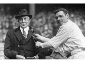 Babe Ruth (right) and U.S. President Warren G. Harding.