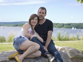 Vaudreuil-Soulanges MP Jamie Nicholls and his fiancée Amanda MacDonald at Jack Layton Park in Hudson on Saturday.