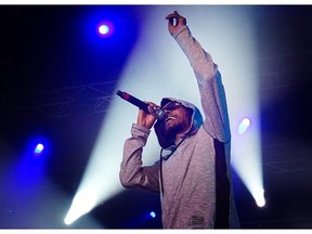 Rapper Del the Funky Homosapien performs at the big closing outdoor show of the 35th Montreal International Jazz Festival on Sunday.