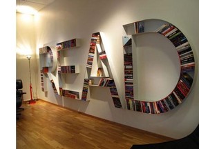 There's no mistaking the message imparted by this bookshelf, which is sold at the Nordiska Kompaniet department store in Stockholm.