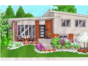 Suzanne Rowe’s sketch of what today’s house could look with a few minor improvements. Many of the changes are related to simplifying the whole look, removing unnecessary disorder.
