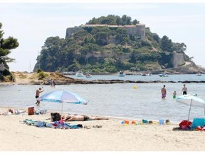 At swim in Mediterranean waters on the French Riviera in front of the French presidential retreat Fort de Bregancon, now open to the public for the first time.