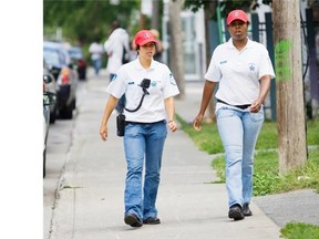 This is not the first time Montreal police have donned caps and jeans as a pressure tactic. This file photo shows police cadets on patrol in Montreal on Thursday, July 10, 2008.