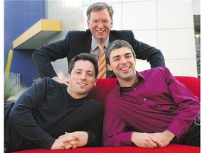 Back in 2004, Google CEO Eric Schmidt, top, and co-founders Sergey Brin, left, and Larry Page launched an IPO that changed the business world.