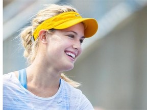 Eugenie Bouchard of Westmount takes part in a practice session for the 2014 Rogers Cup women’s tennis tournament at Uniprix Stadium in Montreal.