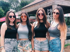 Matty, Mira, Vanessa and Nino of Ottawa looked like stylish quadruplets in their high-waisted shorts and crop tops.