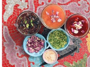 Jams made with exotic local fruit by mosaic artist Suzanne Spahi at her home in Montreal.