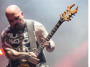 Kerry King of Slayer performs during the second day of the 2014 Heavy Montreal festival at Jean-Drapeau Park in Montreal on Sunday, Aug. 10, 2014.