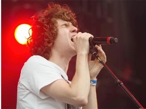 Luke Pritchard of the British rock band The Kooks perform with the group for the 2014 Osheaga Music Festival at Jean-Drapeau Park in Montreal on Sunday, August 3, 2014.