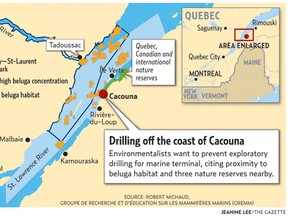 Map of beluga habitat in St. Lawrence Estuary.