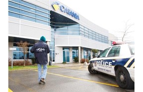 Officials with Revenue Quebec and UPAC executed a series of search warrants April 25, 2012, at the offices of construction firm Frank Catania & Associés Inc. in Brossard.